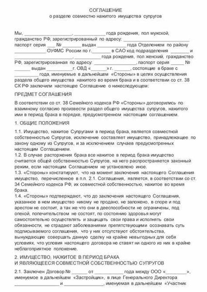 Важные шаги для оформления соглашения о разделе имущества в России