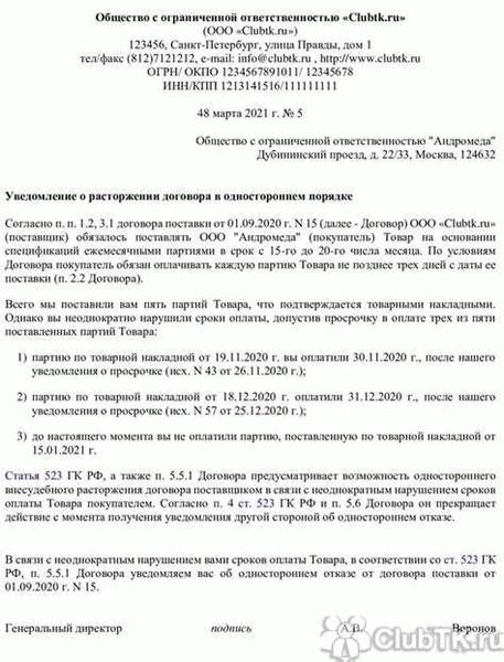 Объем запрета на односторонний отказ